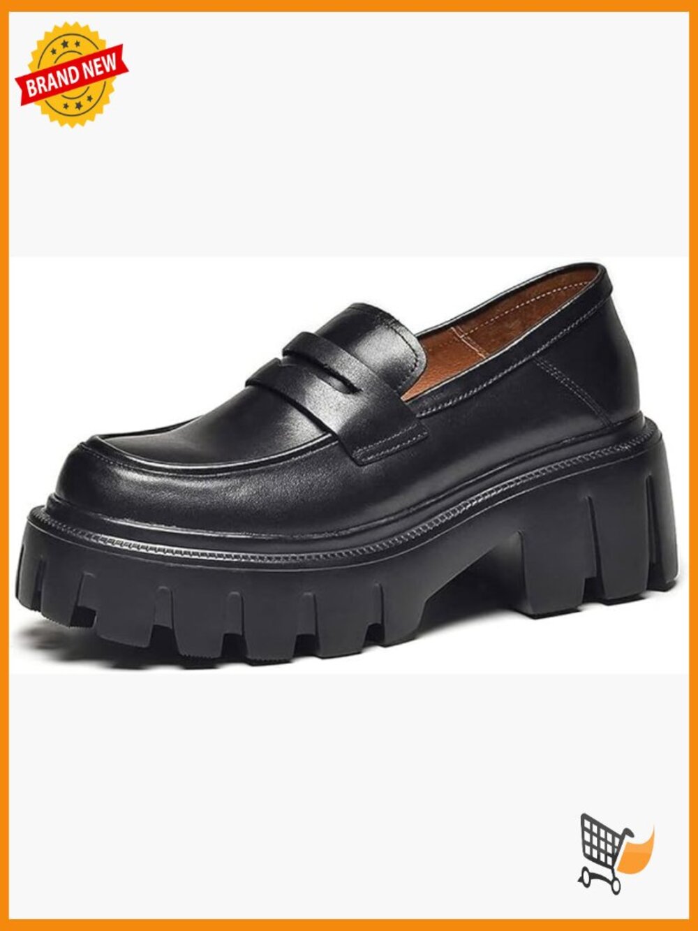 Chunky Loafers for Women, Lug Sole Slip On Penny Shoes, Comfortable Office Work